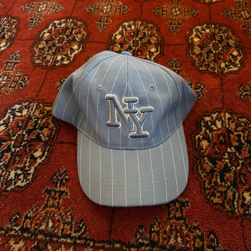 NY Collection Blue Striped Hat